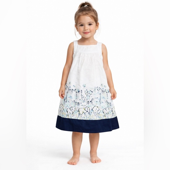Gymboree Other - Gymboree Safari White and Blue Casual Kids Dress•animal print zoo safari theme3T
